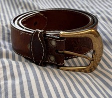 Vintage Brown Leather Levi Belt From 1980 90 Size 37” women size 8 to 10