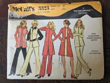 McCall's #3323 Coat, Jacket, Pants. Size 10  Cut complete VTG 1972