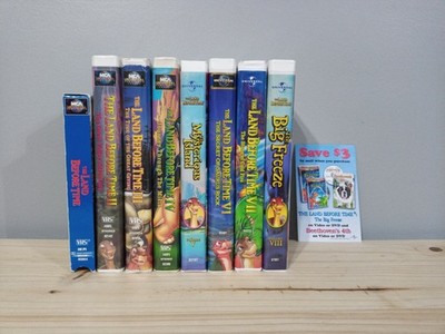 The Land Before Time VHS w/ Insert  (Lot of 8) #1 - 8 Tested