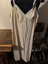 Vtg VAN Raalte Baby Doll Slip Nightgown Tan Nylon Gown