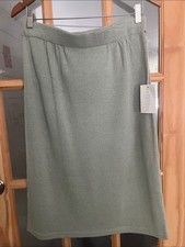 NWT Vintage knit knee Skirt -elastic,pull on, like Santana knit pastel green L