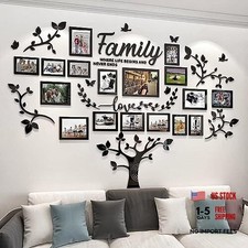 Picture Frames Collage Wall Decor - Family Tree Wall Decor for Large Black