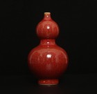Old Chinese Red Glaze Yaobian Glaze Gourd Vase Kangxi MK