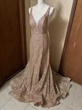 Rose Gold prom dress Patterned Sequin Mermaid Gown small
