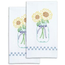 JACK DEMPSEY NEEDLEART Hand Towels Stamped Embroidery Cross Stitch SUNFLOWERS