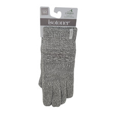 Isotoner Womens SmartDri Textured Knit Glove Heather Grey Ivory One Size NWT 48