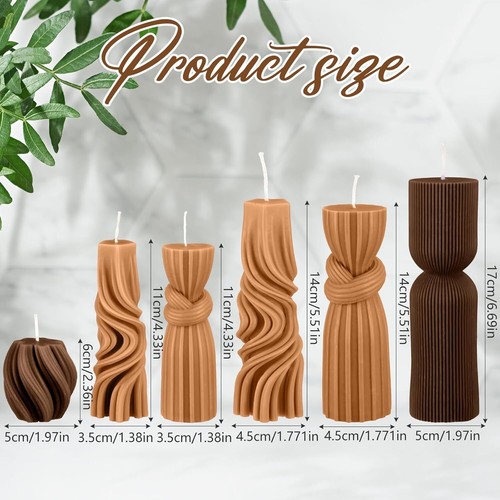 US Shipp,6 Pcs Small Pillar Candles Aesthetic Candles Modern Ribbed Candle Set - Picture 2 of 5