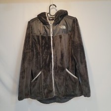 The North Face Girls Fuzzy Sherpa Fleece Full Zip Hooded Jacket Size XL 18 Gray