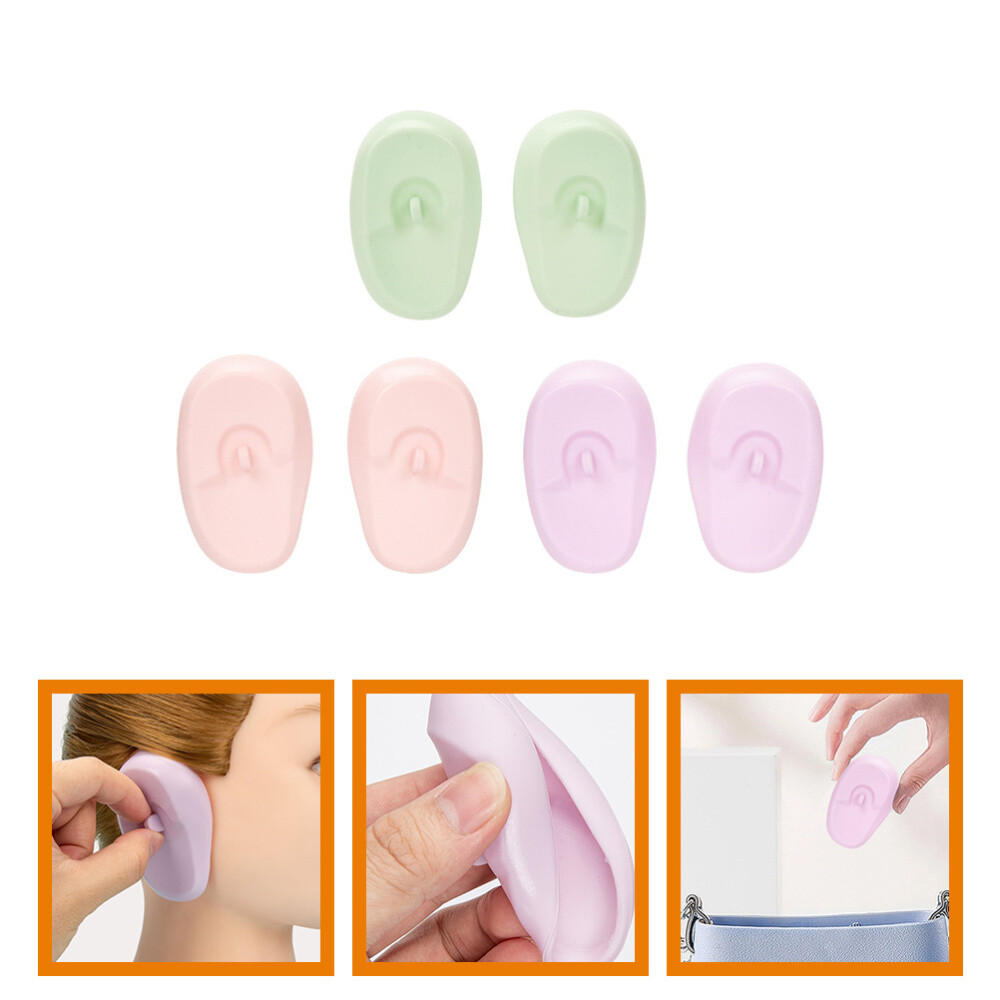 3 Pairs Ear Protection from Hair Dryer Silicone Covers for Heat Dyeing Caps