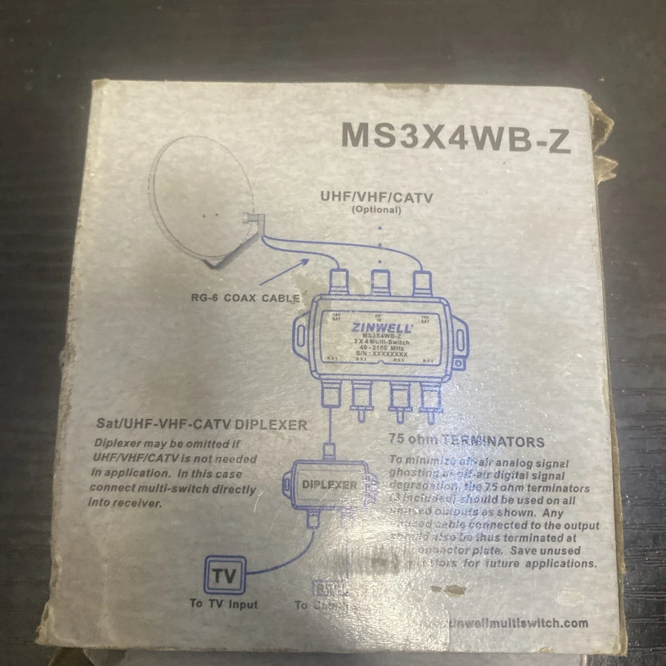 Zinwell 3 x 4 Multi Switch 40-2150 MHz MS3X4WB-Z New 🔥 - Image 4 of 4
