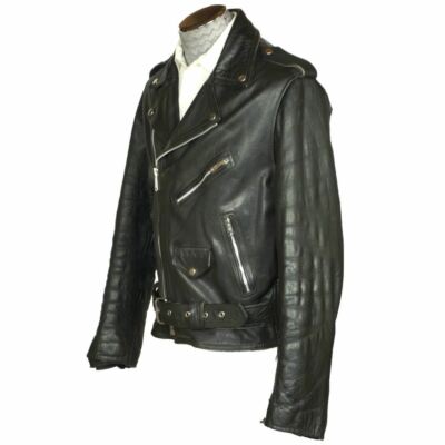 Vintage 1960s Leather Motorcycle Jacket Amer Sport Montreal Size