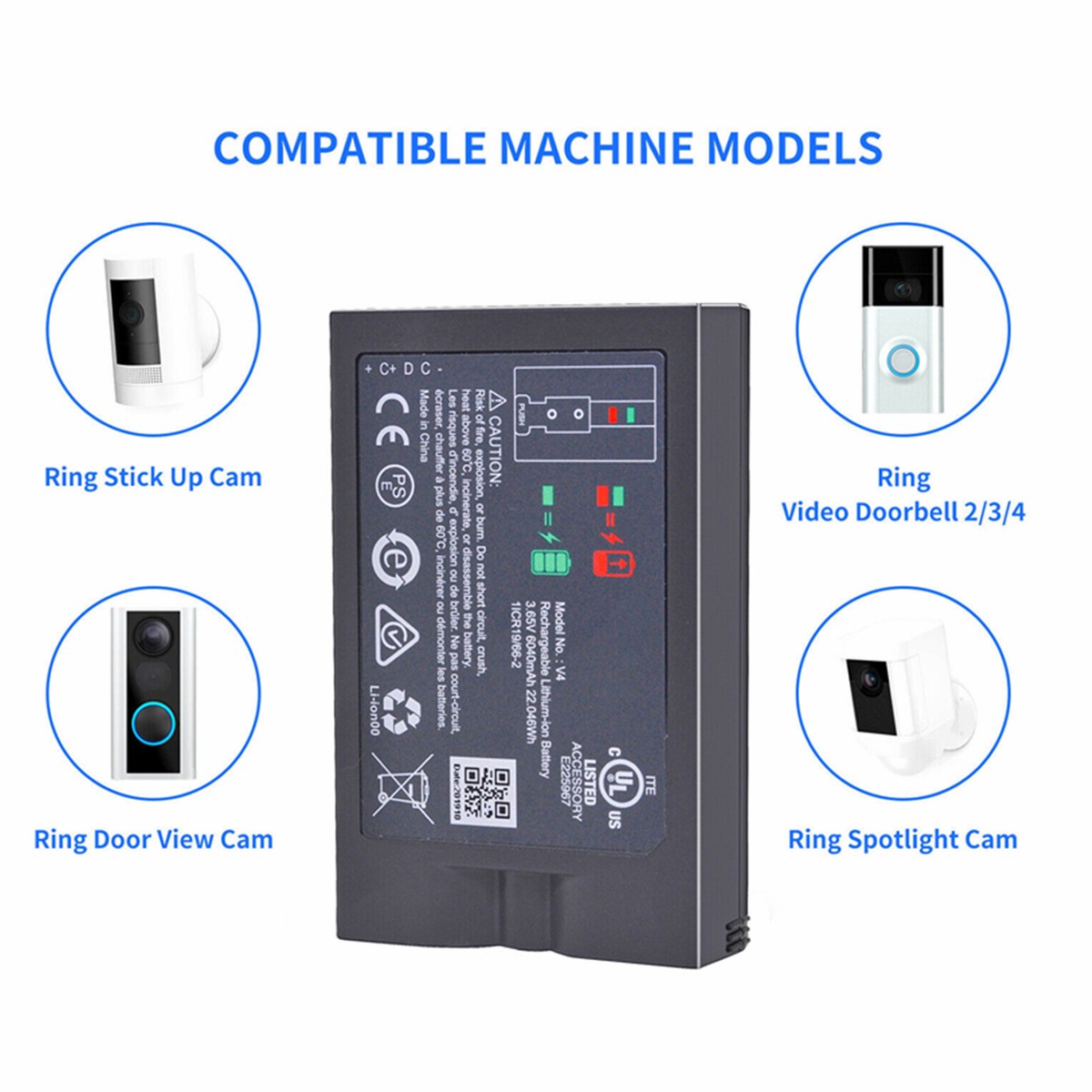 Ring Video Doorbell Battery /3/4 6040mAh Lithium-Ion