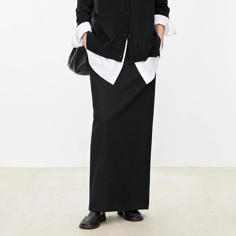 Женская весенняя шерстяная длинная повседневная юбка THE ROW с прямой оберткой на бедрах - Изображение 3 из 4