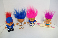 Lot Of 4 RARE 1990s RUSS TROLL Dolls Baseball-Football-Surfing