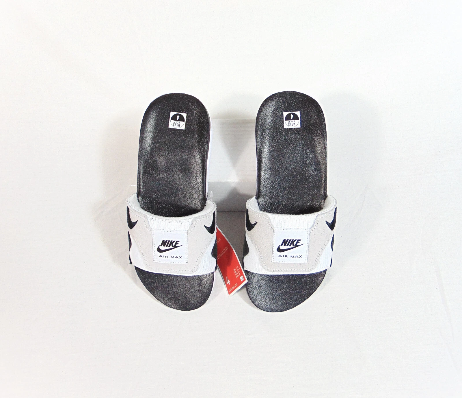 Sandali Nike Air Max 1 nero bianco OREO lato piscina slide taglia 4 NUOVI DH0295 102 RARI