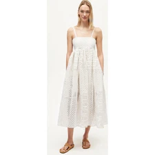 Rhode Resort Saachi Dress XS 2 Sleeveless Eyelet Embroidered Cotton Midi 42335