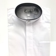 Valdise Boys White Dress Shirt Banded Collar with Pocket Sizes 8 - 18