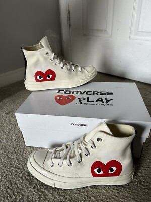 Comme des Garçons Converse Play x Chuck 70 White/Milk/High Risk Red Size 6 Used
