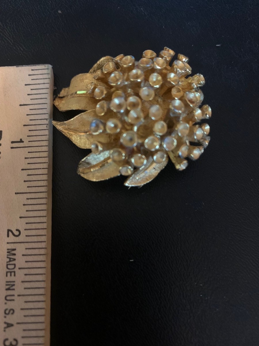 Vintage RSK Marked Goldtone Sunflower Brooch- Beautiful Piece- Free Shipping View 3