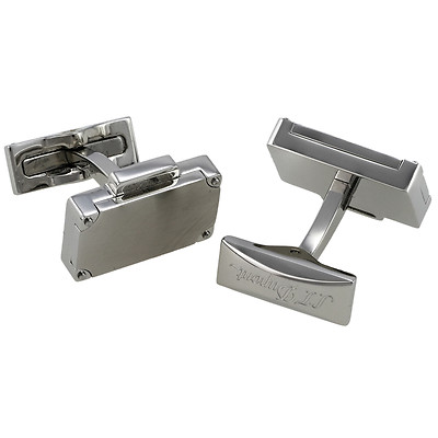 S.T. Dupont Valisette Briefcase Brushed Stainless Steel Cufflinks 005762, NIB