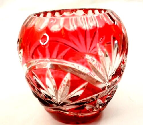 Cute Cranberry Cut to Clear Vase - Picture 1 of 9