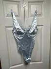 NWT L  VINTAGE SATIN NYLON SECOND SKIN BODYSUIT THONG CAMI BODY CON BRA PANTIES