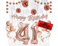 Rose Gold 41st Birthday Decorations for Girls - 40" Number Balloons  More