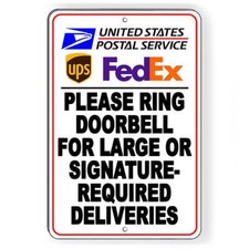 Ring Doorbell For Large Or Signature Required Delivery Sign / Decal  / Si149