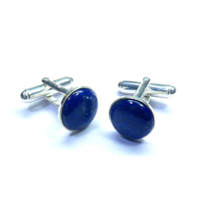Natural Lapis Lazuli 925 Sterling Silver Cufflinks For Men's Special