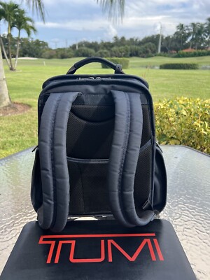 Tumi Alpha Blue Backpack Navy Seven Exterior Pocket Zip Closure