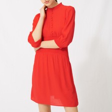 NWT - MAJE Women's RITHA Rouge MID-LENGTH SMOCKED DRESS - 36