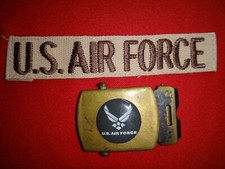 US AIR FORCE Pocket Patch and Solid Brass Metal Belt Buckle, Made In USA