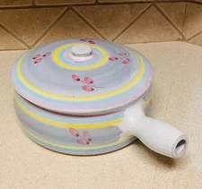 Caleca Ceramiche One Handled Soup Tureen Pottery w/Lid & Pour Spout Cottagecore