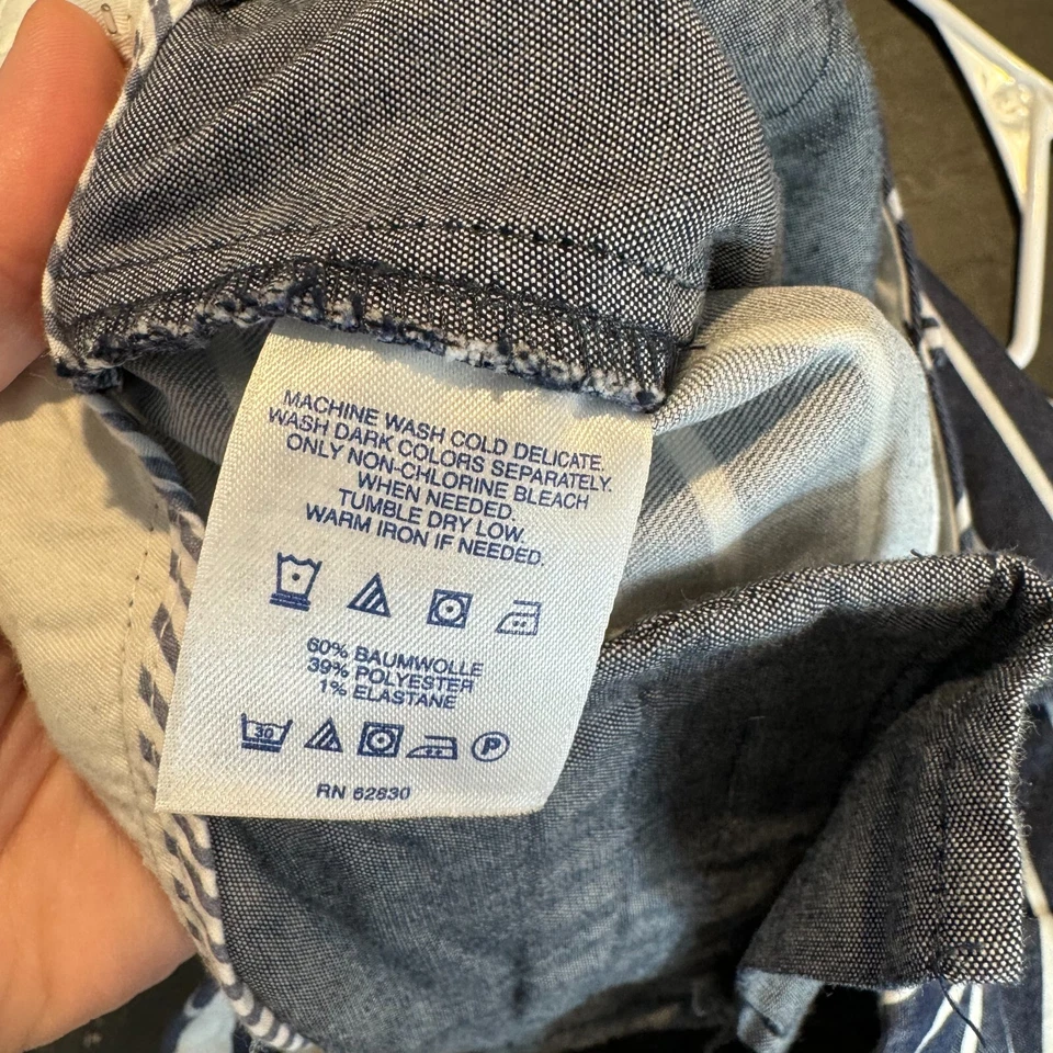 Шорты женские Lands' End размер 8 высокие темно-синие белая полоса морские опрятные карманы - Изображение 4 из 4