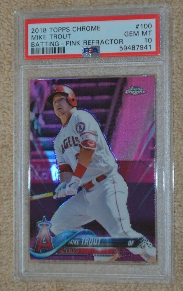 2018 Topps Chrome Pink Refractor  Mike Trout #100  PSA 10 Gem Mint - Angels