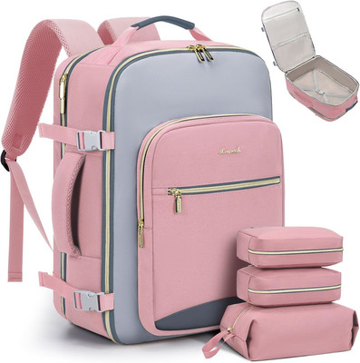 40L Womens Travel Backpack w/ 3 Packing Cubes 17'' Laptop Compatible Waterproof