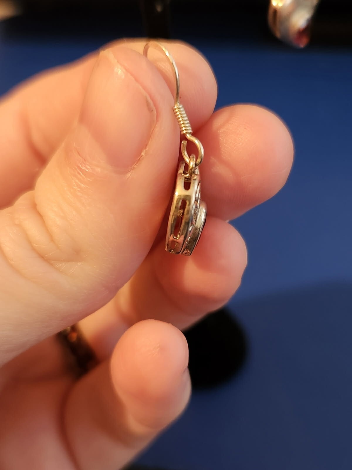 Sterling Silver Ruby Heat Shaped Dangle Earrings - image 3