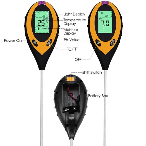 4 in 1 Digital Soil PH Tester Moisture Meter Test Kits Fits Garden Plant Lawns - Picture 11 of 12