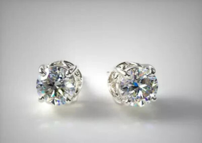 18K White Gold Finish 4Ct Lab Created Diamond Push Back Twisted Stud Earrings