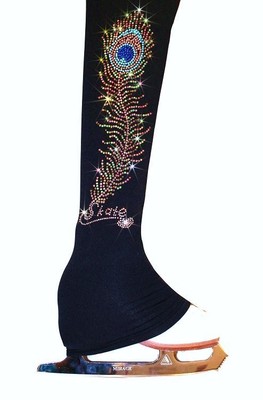 Ice Skating Pants with ''Charming Peacock Feather'' Rhinestone Design