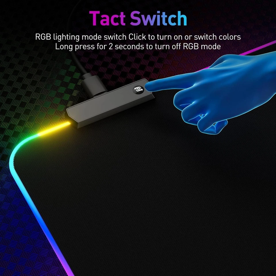 RGB LED Large Mouse Pad – Extended Gaming Mouse Mat – Glowing Edge Light – USB - Image 4 of 4