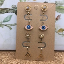 8 PC Matching Clip-on Non Pierced Earrings Set Gold-Tone New Free Ship 4448