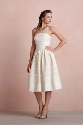 BHLDN Anthropologie Hitherto Fondant 2 S cake wedding cream tea tulle dress  | eBay