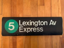 NY NYC SUBWAY ROLL SIGN #5 LEXINGTON AVENUE EXPRESS FLATBUSH BROOKLYN COLLEGE
