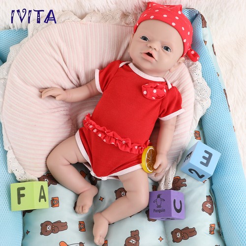 IVITA 19" Full Silicone Reborn Baby Girl Doll Friendly Lifelike for Kids Gift - Afbeelding 9 van 12