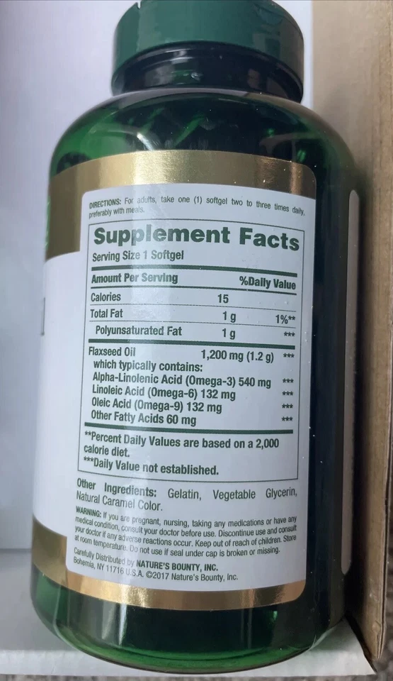 ACEITE DE LINAZA NATURE'S BOUNTY 1200 mg/540 mg DE OMEGA-3 125 CÁPSULAS BLANDAS CADUCIDAD 26/10 Foto 2 de 4