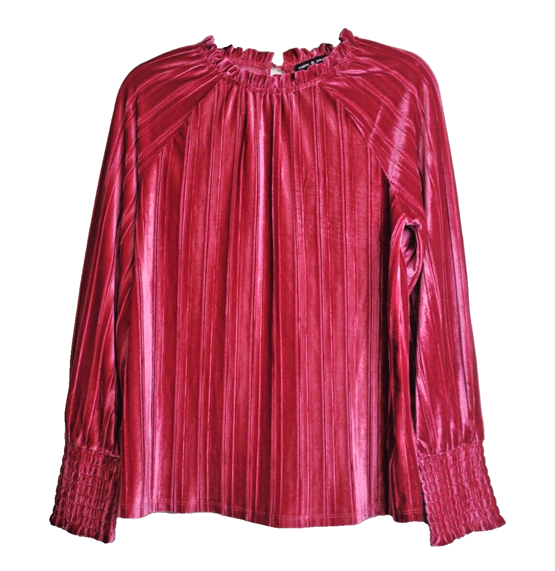 Cable Gauge Velvet Top Womens Small Pleated Velour Party Holidays Long  Sleeve