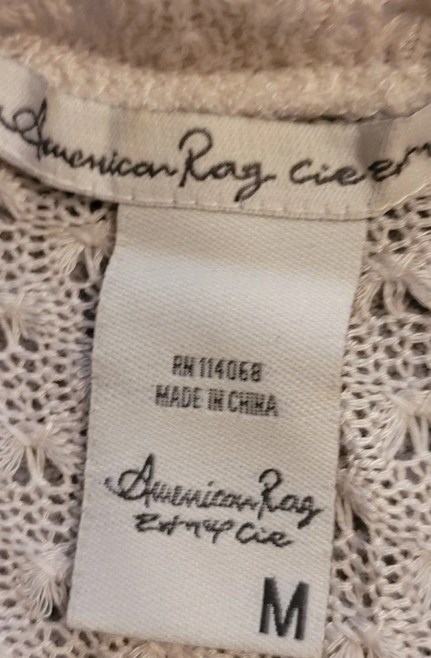 Cárdigan abierto para mujer American Rag tejido de encaje crema talla mediana  Foto 4 de 4