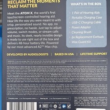 Audien Hearing Atom X CIC Rechargeable OTC Hearing Aids UV Cleaning Case