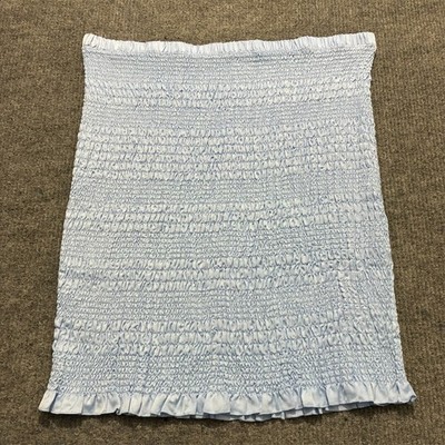 Love Fool Womens Skirt Size 4X Blue Smocked Elastic Waist Ruffle Hem Stretch